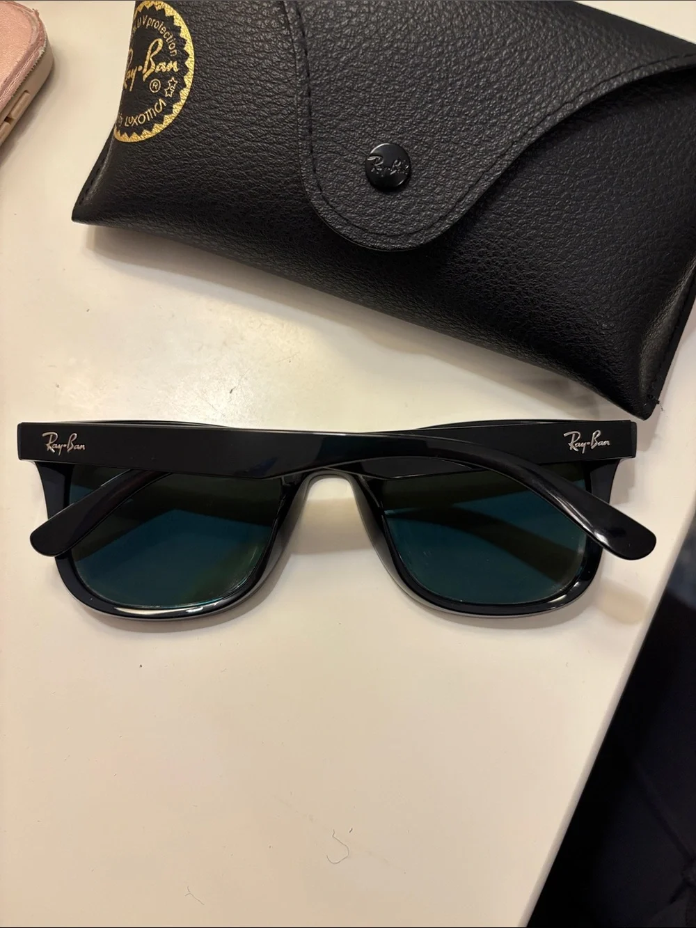 Ray-Ban Polarized RB 4420 Shiny Black Sunglasses with Black Leather Case
